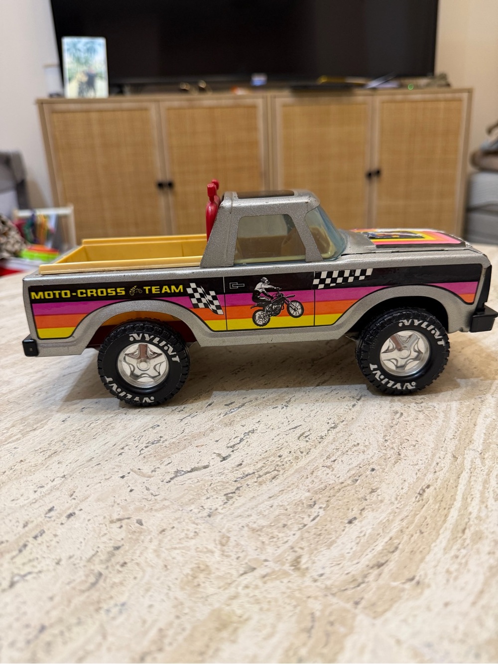 Vintage Nylint Moto-Cross Team Ford Bronco Pressed Steel Truck 1980s Toy USA